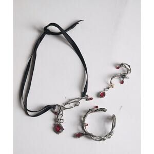 Alchemy Gothic Passion Choker Bracelet Ear wrap Set Red Thorn Grunge DISCONTINUE